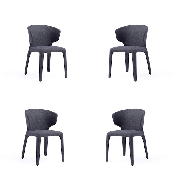 Manhattan Comfort Conrad Woven Tweed Dining Chair in Black - Set of 4 2-DC031-WBK - main